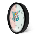 horloge murale tropicale avec un flamand rose originale et moderne avec cadran 30 cm décorative 
