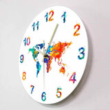 horloge murale originale voyage sans cadran carte du monde