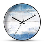 horloge murale scandinave peinture motif couleur bleu avec blanc