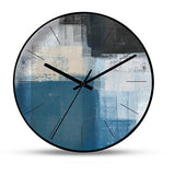 horloge murale scandinave peinture motif couleur bleu noir et blanc foncé