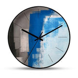 horloge murale scandinave peinture motif couleur bleu noir et gris