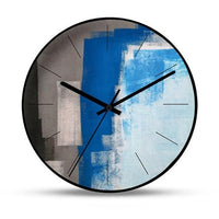 horloge murale scandinave peinture motif couleur bleu noir et gris