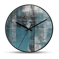 horloge murale scandinave peinture motif couleur vert et gris foncé