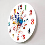 horloge murale originale peinture musicale colorée avec diamètre de 30 cm ronde au mur