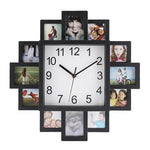 horloge murale avec cadres et photos