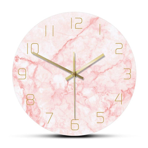 horloge murale style scandinave aesthetic nordique couleur rose avec mouvement à quartz pour décoration murale de diamètre 30 cm
