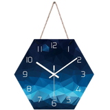 horloge murale scandinave hexagonale bleu avec chiffre blanc