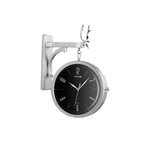 horloge murale style scandinave en forme de pendule de gare vintage en fer forgé pour bistro en rétro couleur argenté