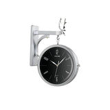 horloge murale style scandinave en forme de pendule de gare vintage en fer forgé pour bistro en rétro couleur argenté