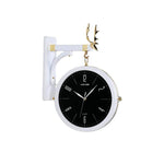 horloge murale style scandinave en forme de pendule de gare vintage en fer forgé pour bistro en rétro couleur blanc