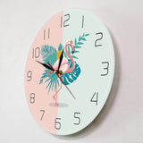 horloge murale tropicale avec un flamand rose originale et moderne avec cadran 30 cm décorative 