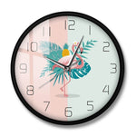 horloge murale tropicale avec un flamand rose originale et moderne avec cadran 30 cm décorative 