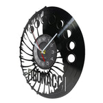 horloge murale vinyle fibonnaci noir avec art en spirale et nombre avec mouvement à quartz de 30 cm