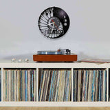 horloge murale vinyle fibonnaci noir avec art en spirale et nombre avec mouvement à quartz avec diamètre 30 cm pour salon
