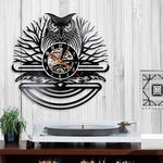 horloge murale vinyle hibou dans la salle a manger
