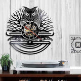 horloge murale vinyle hibou dans la salle a manger