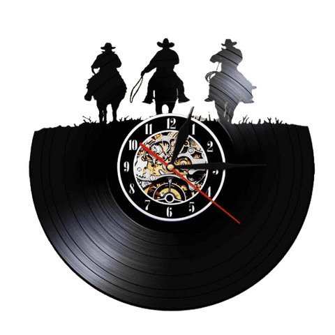 horloge murale vinyle western