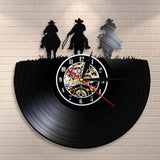 horloge murale vinyle western noir