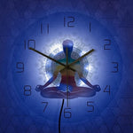 horloge murale zen spirituelle yoga avec LED bleu