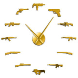 horloge murale stickers pour autocollant muraux avec pistolet de couleur dorée