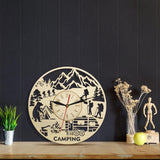 Horloge Bois Camping en Foret | Horloge Mania