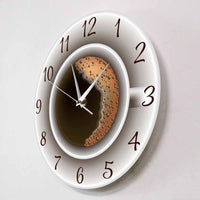Horloge murale cuisine café au lait design tasse à café sur fond blanc sur le coté